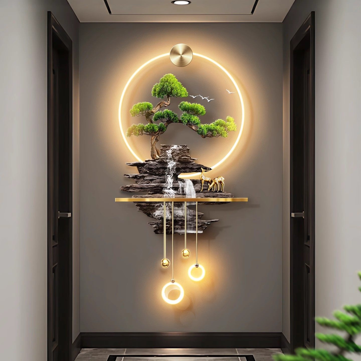 新中式玄关装饰画迎客松寓意好入户走廊过道挂画高级感氛围灯画,家居饰品,氛围画/灯画,淘宝优惠券,粉丝福利购,淘宝优惠卷