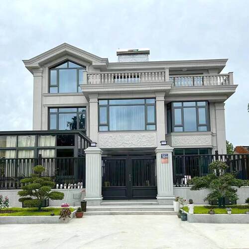 超大超高落地窗别墅门窗 别墅自建房断桥铝门窗中空钢化圆弧门窗