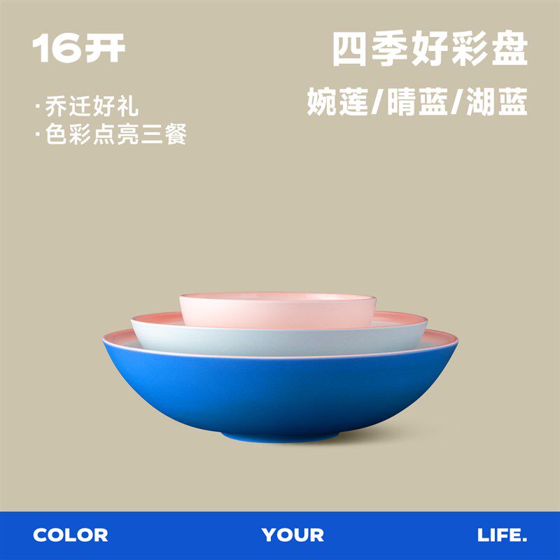 四季好彩盘16开乔迁礼 高级感餐具套组陶瓷碗碟套装碗盘子