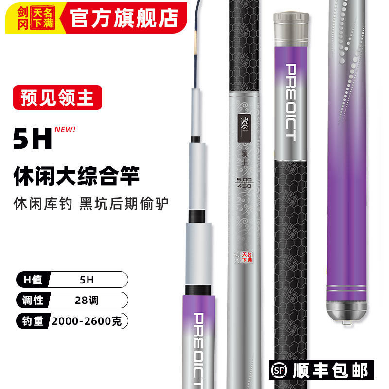 剑冈名满天下预见领主5H轻量化休闲野钓大综合钓竿草鱼鲤鱼手钓杆