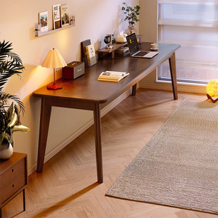 全实木学生写字桌家用电脑桌卧室简约床尾桌客厅隔断桌双人学习桌
