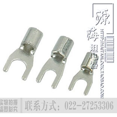 UT2.5-5 冷压接线端子 铜叉口接线端头线耳  黄铜线鼻子线耳0.5厚