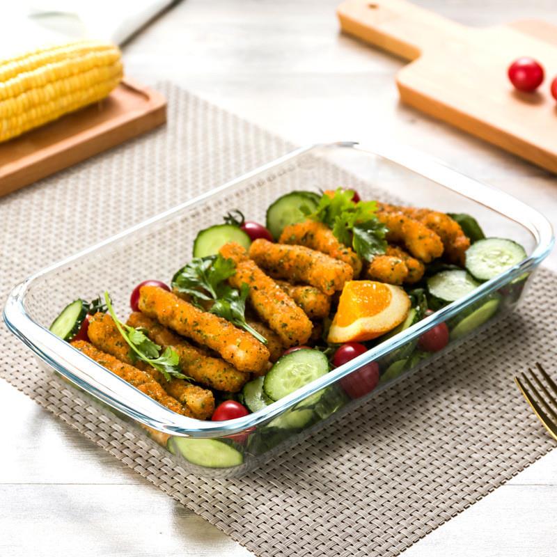 耐热玻璃鱼盘烤盘家用大容量玻璃盘焗饭盘烘焙微波炉烤箱