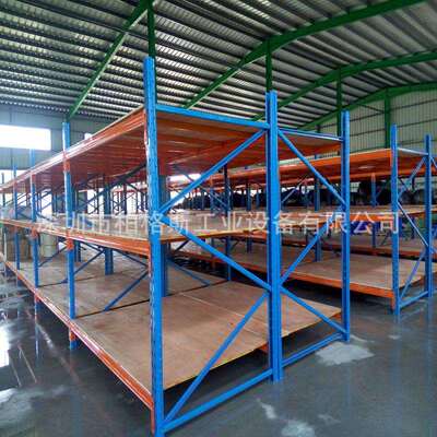 厂家供应重型仓库仓储钢制货架木板层板卡扣横梁货架承重大定至款
