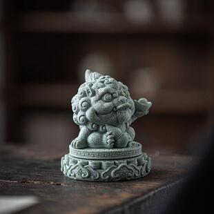 青砂石瑞兽貔貅鱼缸造景装饰国风家居客厅招财桌面茶宠工艺品摆件