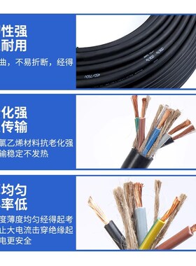 国标铜芯橡套YC/YCW软电缆线2/3/4/5芯1/1.5/2.5/4/6平方护套电线