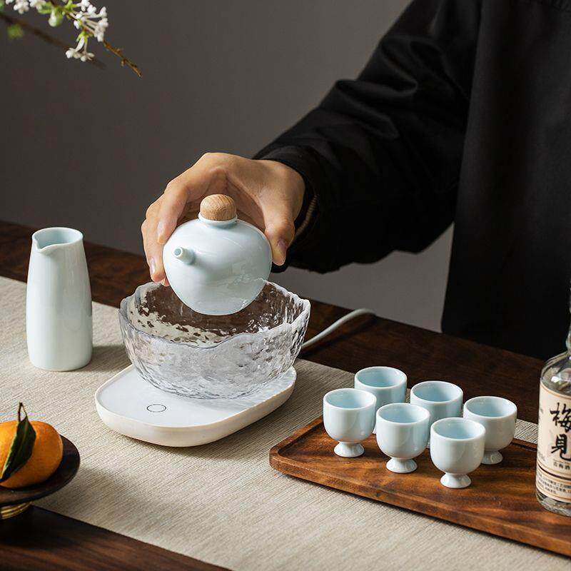清新二两白酒酒壶酒具套装创意古风家用简约酒器高脚小号酒杯酒盅