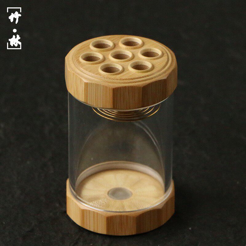 精品沪上名家小谭精工制作老玉竹透明有机玻璃蝈蝈罐竹制爬虫叫罐