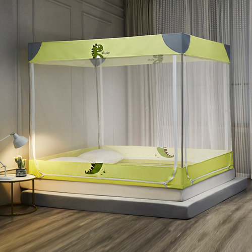 蚊帐三开门防摔儿童加厚1.5米拉链全封闭1.8m床家用支架固定