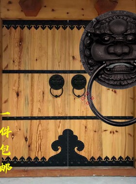 中式仿古门环拉手兽头狮头虎头大门拉手对开门木门庭院把手铜拉环