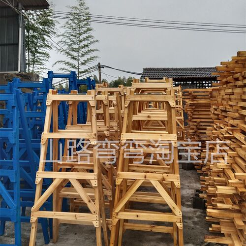 实木人字梯子杉木梯装修走梯工程梯双侧木梯建筑工地实木梯油漆梯