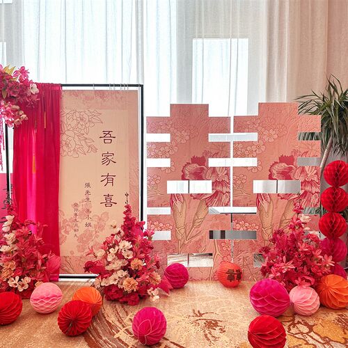 婚房布置套装结婚礼装饰男女方客厅婚礼卧室大喜字落地kt板背景墙