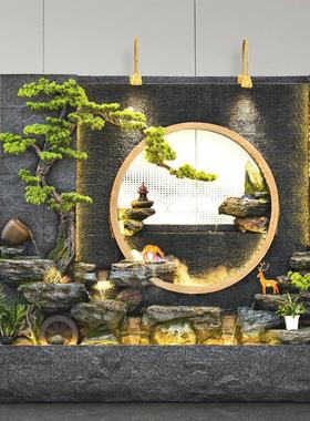 假山流水喷泉水幕墙室内客厅阳台玄关景观摆件庭院鱼池循环水造景