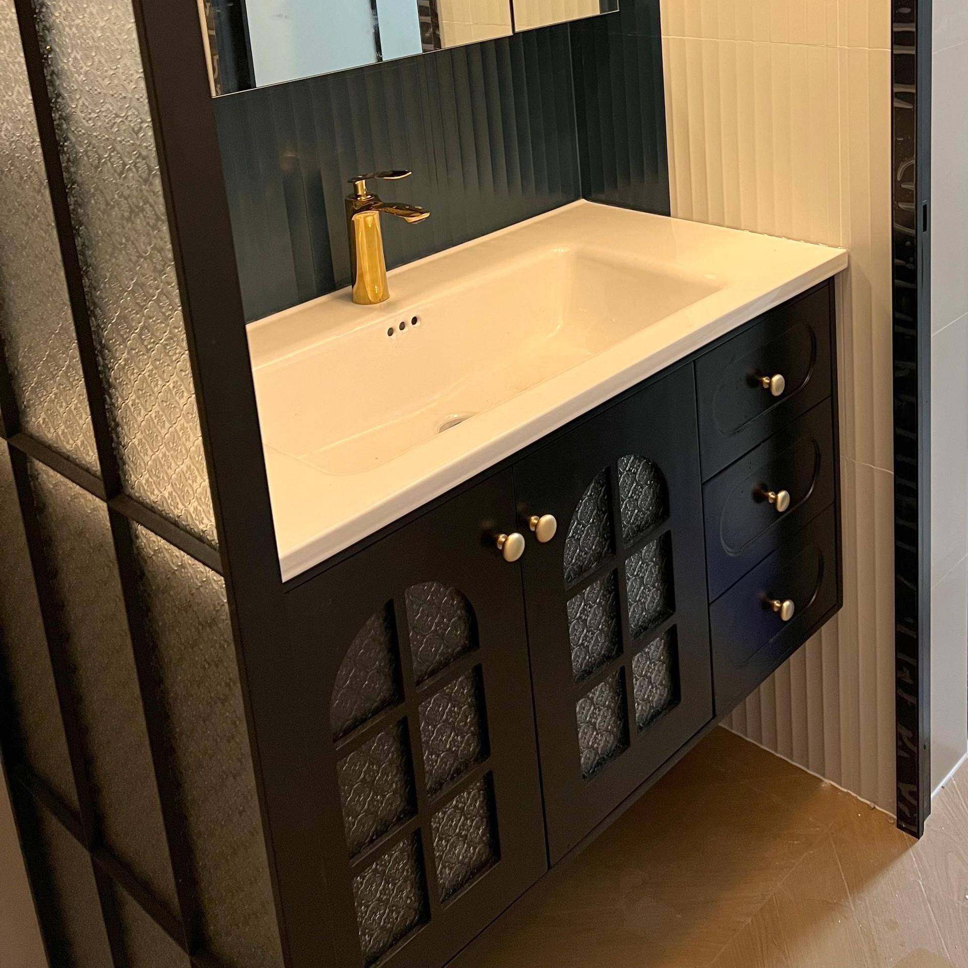 法式复古浴室柜组合黑色烤漆卫浴洗漱台陶瓷盆卫生间洗手脸池台盆,家装主材,浴室柜组合,淘宝优惠券,粉丝福利购,淘宝优惠卷