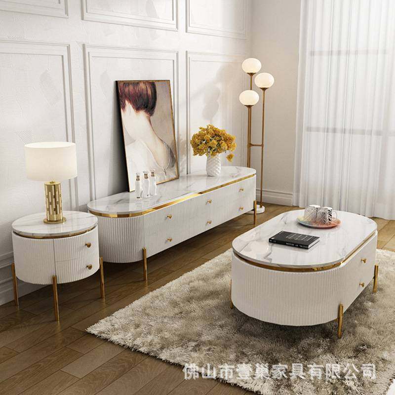 轻奢浮雕款岩板茶几电视柜高档网红视听柜大理石边几斗柜组合,住宅家具,电视柜,淘宝优惠券,粉丝福利购,淘宝优惠卷