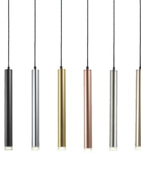 led餐厅简约长筒圆柱形3W北欧吧台灯具艺术创意个性黑色单头吊灯