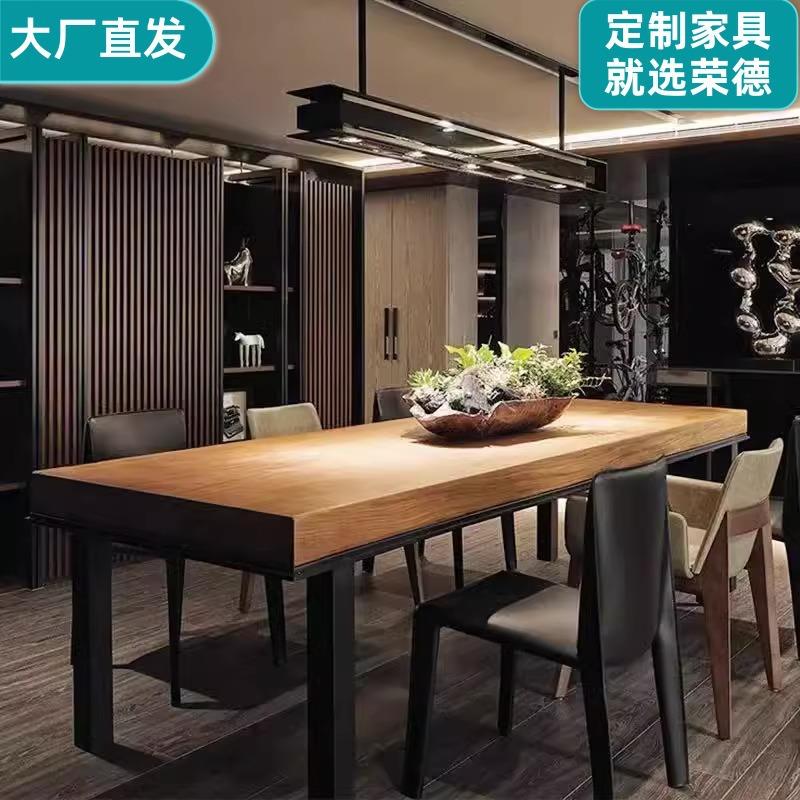 实木餐桌简约现代桌子家用桌椅长方形复古耐用餐厅餐桌椅套装组合