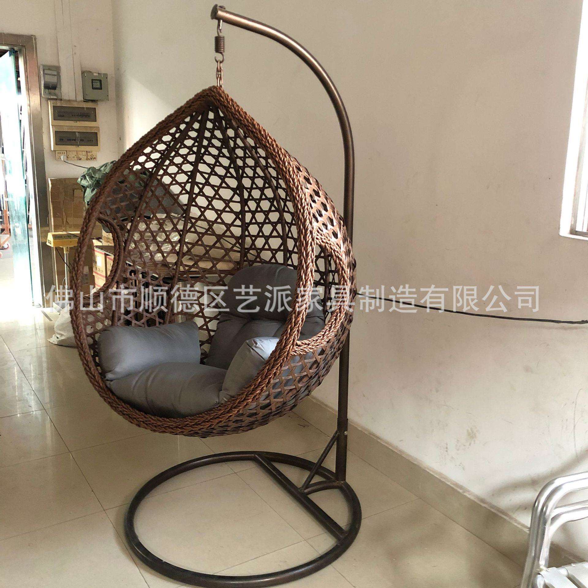 户外现代简约室内家用悬铁框架摇篮椅单人秋千阳台藤编吊篮家具3