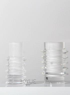 现代简约白色螺旋直筒水晶玻璃花瓶民宿样板间售楼处桌面装饰摆件