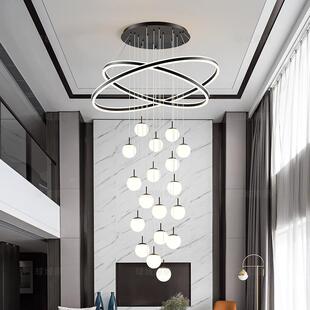 别墅中空客厅灯挑空大吊灯现代简约2024新款loft公寓复式楼楼梯灯