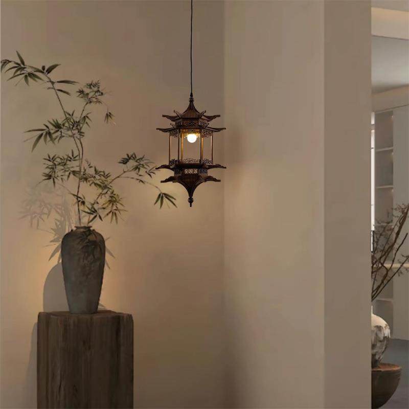 宋代美学灯新中式仿古风房子灯古建筑六角凉亭吊灯茶室禅意餐厅灯,家装灯饰光源,智能吊灯,淘宝优惠券,粉丝福利购,淘宝优惠卷