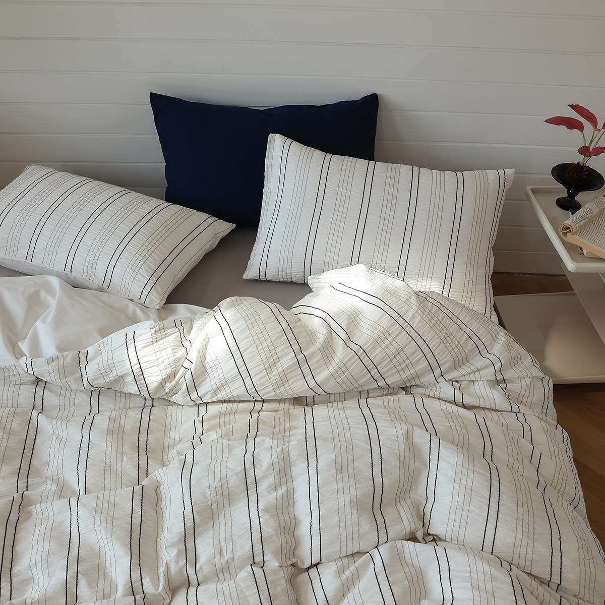 酥软纱布丨简约中性风 皱皱纱双层纱全棉条纹四件套,3C数码配件,其它配件,淘宝优惠券,粉丝福利购,淘宝优惠卷