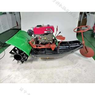 沼泽地水田耕作汽耕船大面积湖区蒲田旋耕机6马力柴油机耕船