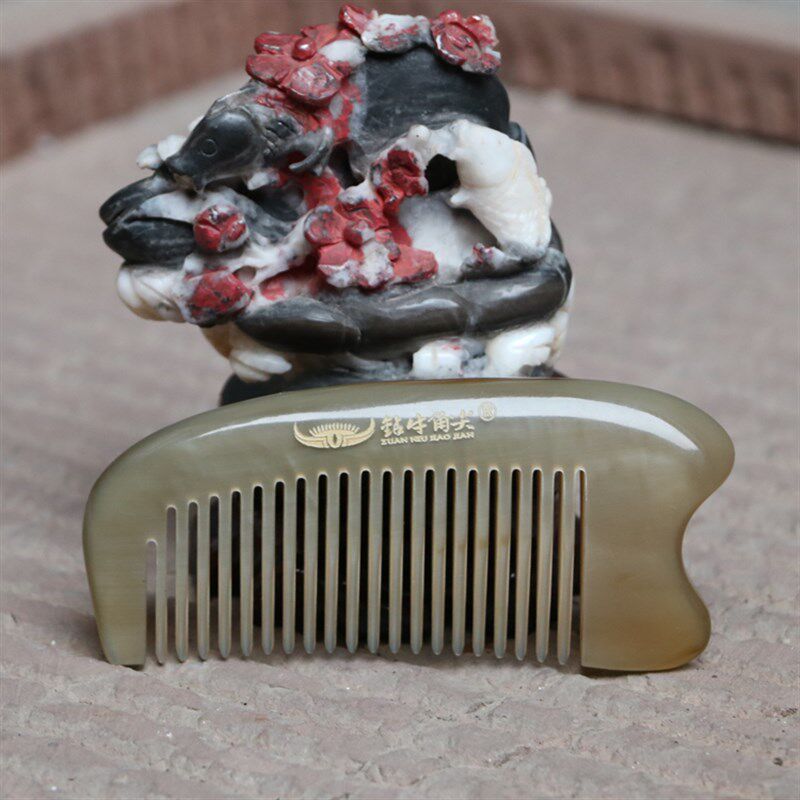 钻牛角尖湘西天然牛角梳子手工无柄工艺按摩梳美发梳刻字10010