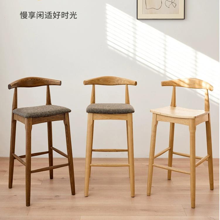 曲柳木牛角椅小吃奶茶店工厂饭店食堂餐厅咖啡厅餐桌椅实木餐椅