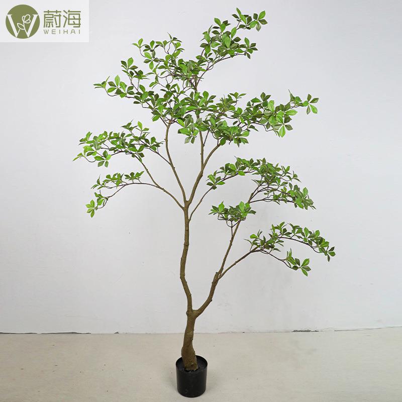 仿真绿植高端轻奢海岛春花树满堂红树室内客厅仿生落地摆件盆栽
