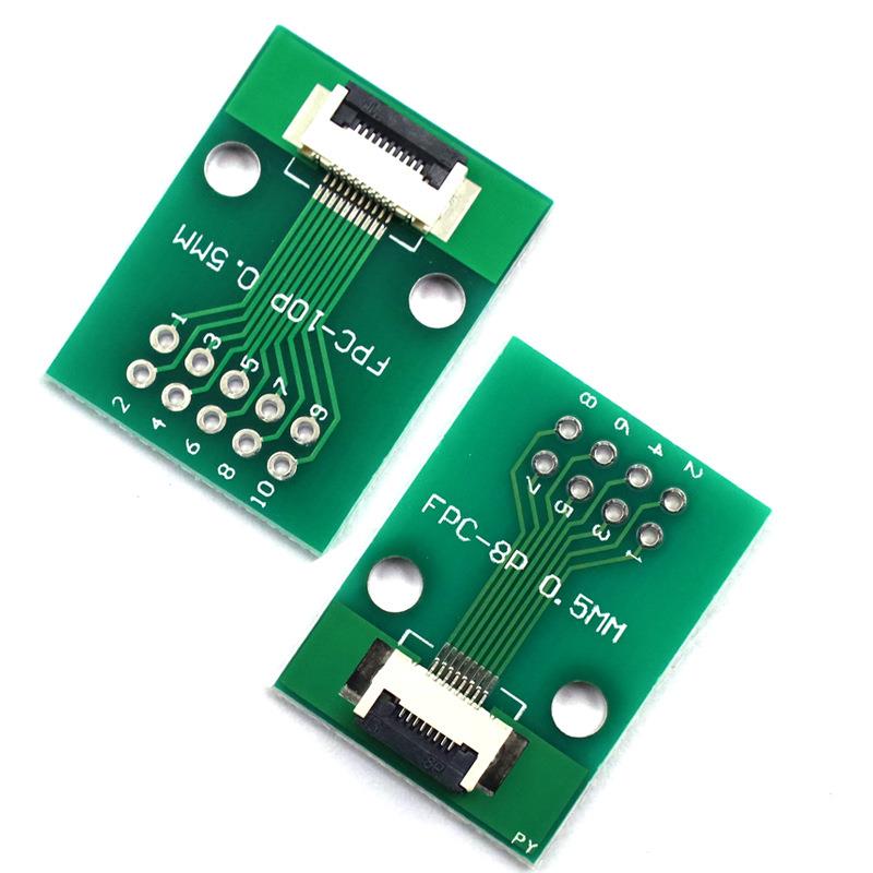 FPC/FFC转接板焊好0.5mm/1.0mm间距连接器转直插2.54软排线转接座