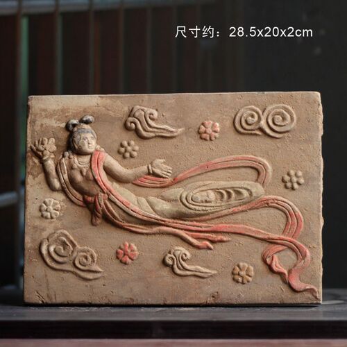 飞天画像砖手工彩绘砖雕陶砖飞天仙女散花仿古建筑材料拓片拓版