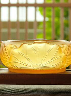 琉璃荷叶聚宝盆聚宝缸家用客厅店铺桌面装饰品摆放摆件送礼招财盆