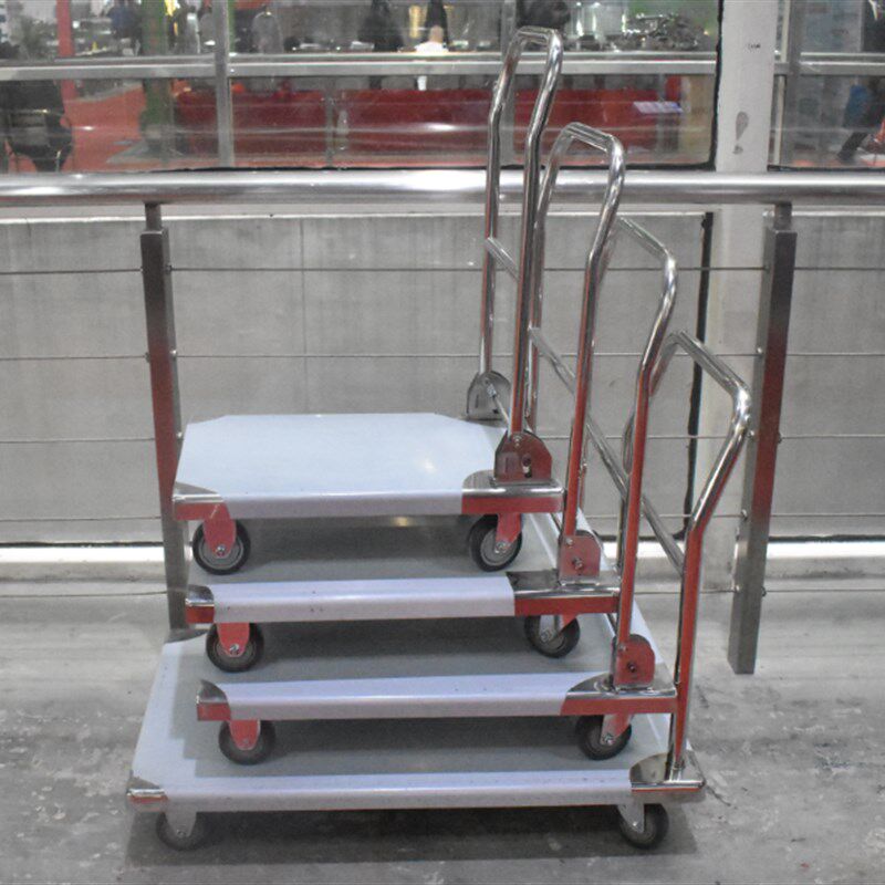 酒店手推车平板车不锈钢折叠手推车工厂货物运送车特厚塑料拉车