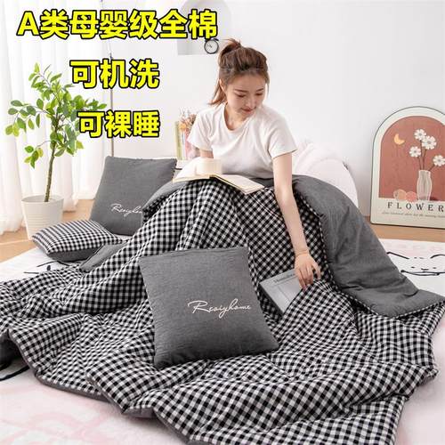 cs纯棉抱枕被子两用折叠汽车枕头靠垫被办公室沙发午睡空调被