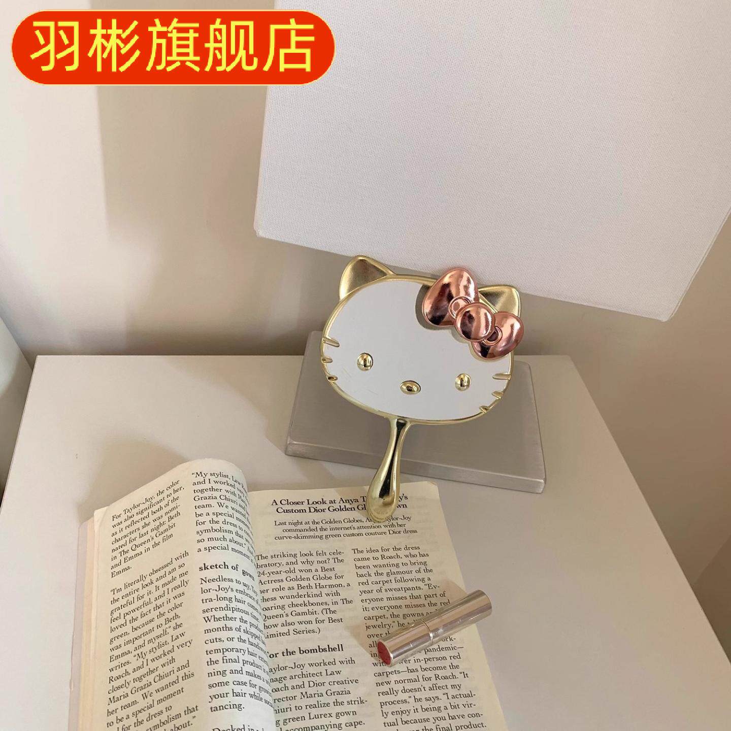 猫咪小镜子可爱手柄随身手持镜可折叠网红公主化妆镜创意化妆镜