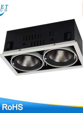 led防眩光斗胆灯20w单头双头三头豆胆灯压铸全铝可调角度格栅射灯