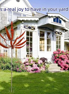 跨境新款windspinner户外园艺新款红色铁艺草坪露台风车地插装饰