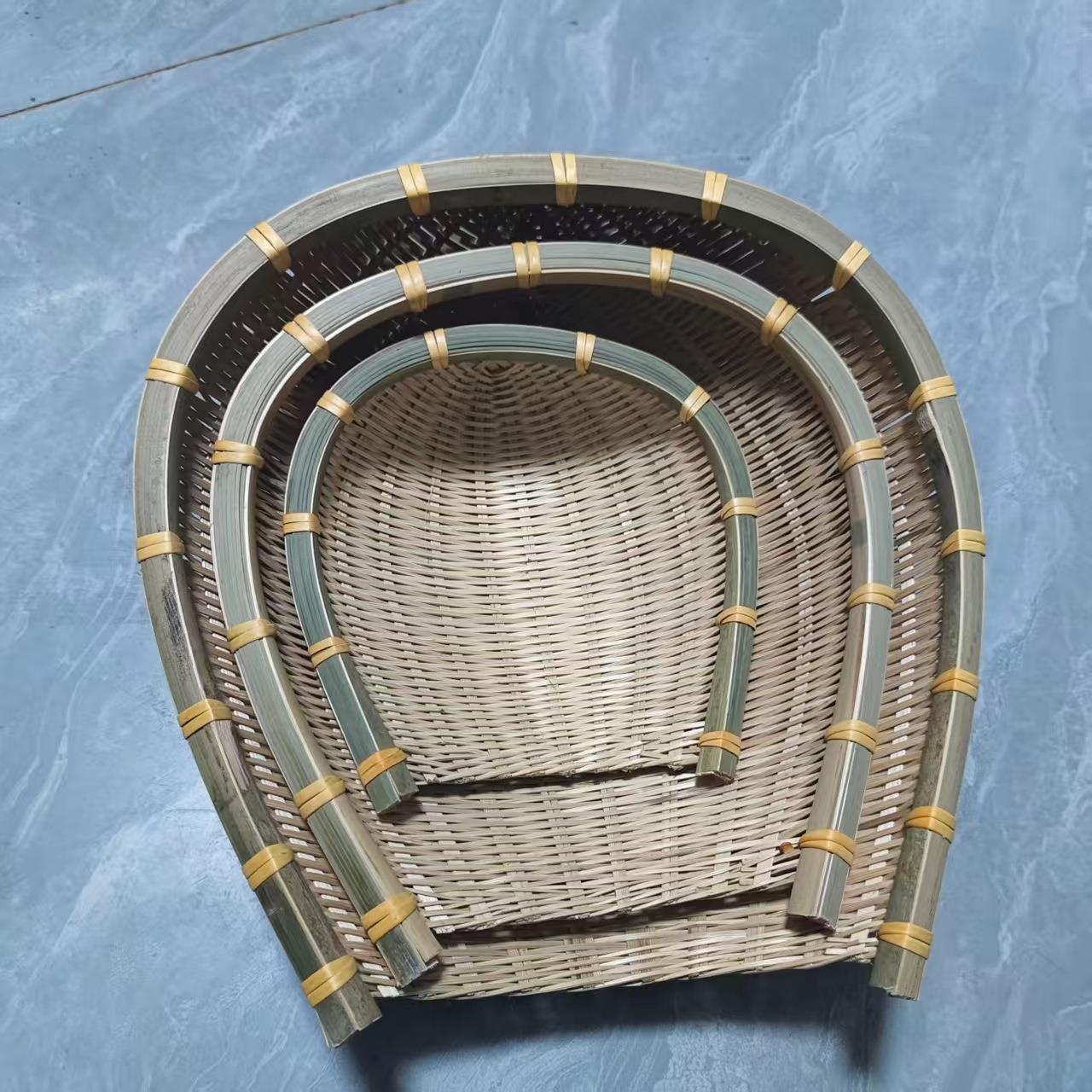 广西乡下手工竹编筐制品开口簸箕筲箕沥水竹筐家用厨房用品楠竹