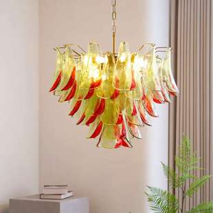 法式Murano玻璃中古风客厅吊灯轻奢创意灯具别墅餐厅花瓣穆拉诺灯