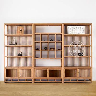新中式禅意展示架商品陈列货架多宝阁实木博古架茶叶茶具中式风