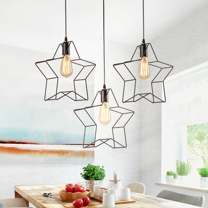 复古工业风个性五角星吊灯过道灯卧室客厅灯具服装店装饰吊灯,家装灯饰光源,智能吊灯,淘宝优惠券,粉丝福利购,淘宝优惠卷