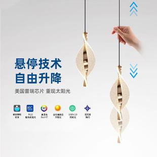 升降款 饰中山灯具吊灯 卧室床头吊灯奶油风客厅岛台餐厅高级感装