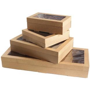 微细瓦楞烘培蛋糕包装 盒F瓦楞牛皮天地盖可视开窗餐盒纸甜品外带