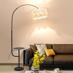 北欧钓鱼落地灯茶几置物客厅沙发旁卧室床头地灯书房书桌羽毛台灯
