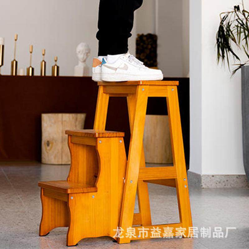 家用实木梯凳花架梯子凳子两用三步梯可折叠多功能登高梯加厚楼梯,居家日用,家用梯,淘宝优惠券,粉丝福利购,淘宝优惠卷