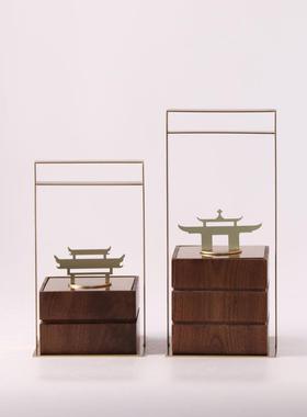 新中式古典提盒摆件样板间售楼处会所酒店家具展厅金属软装饰品