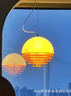 中古日落橙色餐厅吊灯包豪斯咖啡厅吧台岛橱窗台孟菲斯小众氛围灯