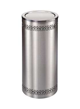 GPX-110K不锈钢黑色圆形酒店垃圾桶港式镂空花洗手间翻盖擦手纸桶