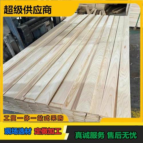 烘干防火阻燃桧木无节木梁柱结构材胶合碳化木地板扶手栏杆台面板